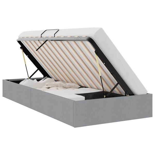 vidaXL Lit de Rangement avec matelas Gris clair 203 x 100 cm tissu