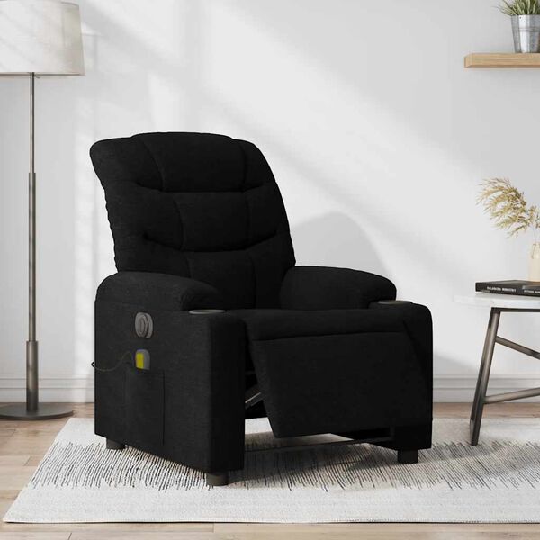 vidaXL Fauteuil inclinable de massage électrique noir tissu