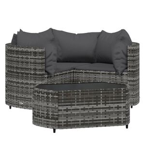 vidaXL Salon de jardin 4 pcs avec coussins Gris R&eacute;sine tress&eacute;e