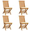 vidaXL Chaises de jardin et coussins cr&egrave;me lot de 4 Bois teck massif