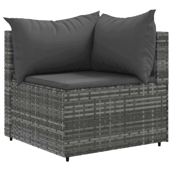 vidaXL Salon de jardin 5 pcs avec coussins Gris R&eacute;sine tress&eacute;e