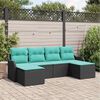 vidaXL Ensemble de canap&eacute; de jardin 6 pcs Noir et turquoise polyrotin