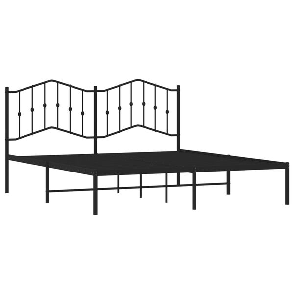vidaXL Cadre de lit métal sans matelas avec tête de lit noir 183x213cm