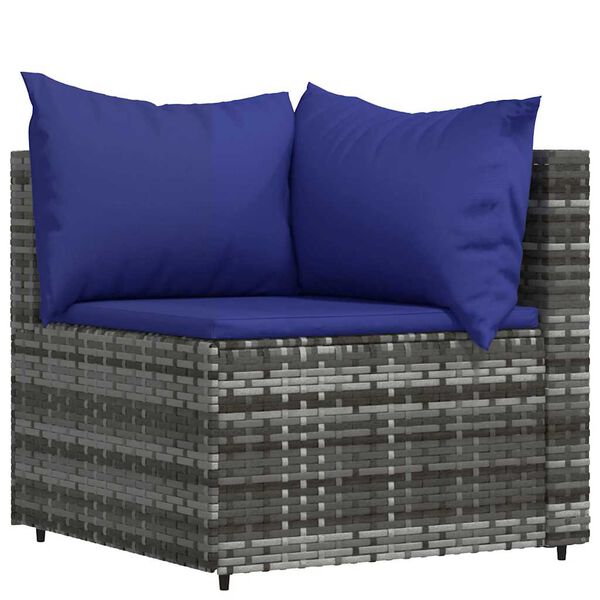 vidaXL Salon de jardin 3 pcs avec coussins Gris R&eacute;sine tress&eacute;e