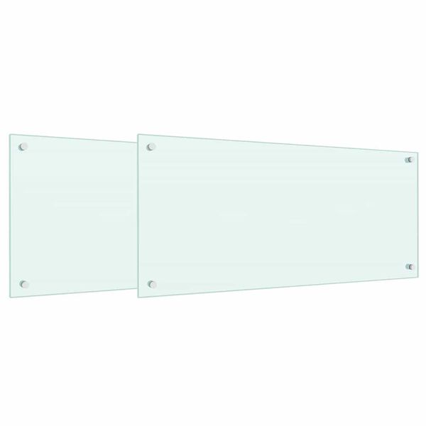 vidaXL Protection de cuisine 2 pcs Blanc 90 x 40 cm verre trempé