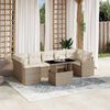 vidaXL Salon de jardin avec coussins 8 pcs beige r&eacute;sine tress&eacute;e