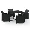 vidaXL Ensemble &agrave; d&icirc;ner de jardin avec coussins 5 pcs poly rotin noir