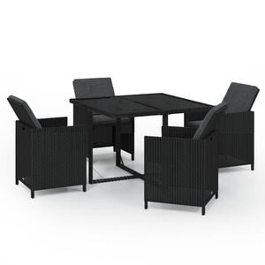 vidaXL Ensemble &agrave; d&icirc;ner de jardin avec coussins 5 pcs poly rotin noir