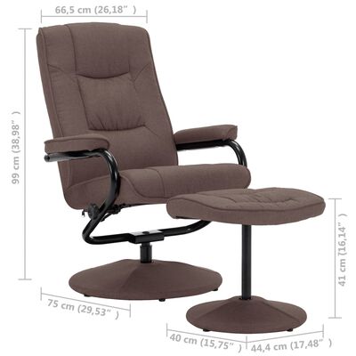 vidaXL Fauteuil inclinable avec repose-pieds marron tissu