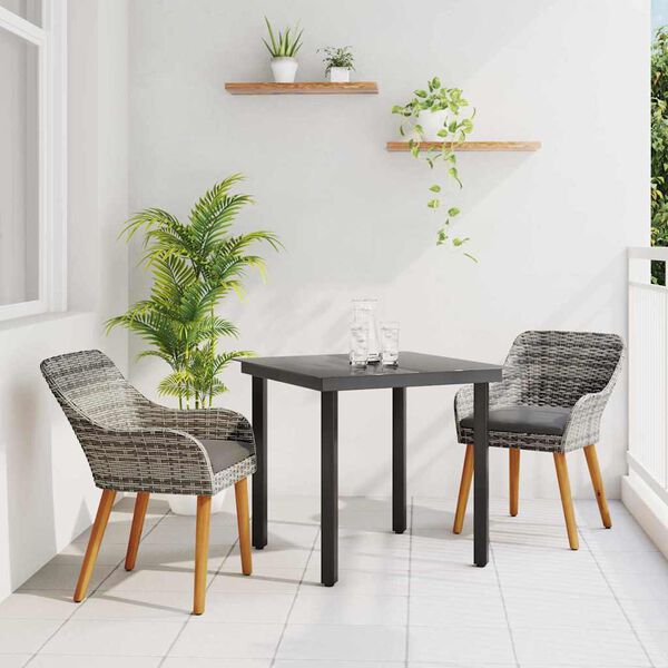 vidaXL Ensemble de salle à manger pour jardin 3 pcs Gris polyrotin