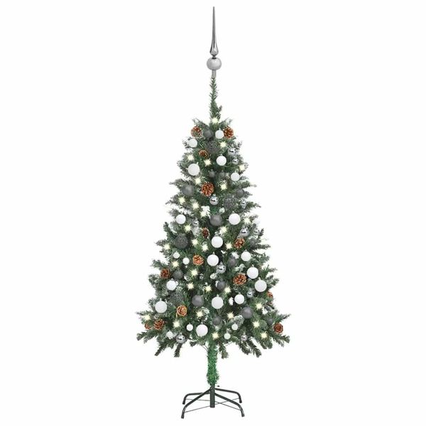 vidaXL Arbre de No&euml;l artificiel pr&eacute;-&eacute;clair&eacute;/boules pommes de pin 150cm