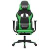 vidaXL Chaise de jeu avec repose-pied Noir et vert Similicuir