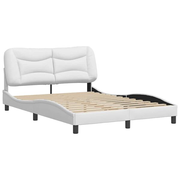 vidaXL Cadre de lit sans matelas Hvar blanc 137x190 cm similicuir