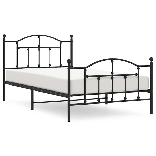 vidaXL Cadre de lit métal sans matelas et pied de lit noir 100x200 cm