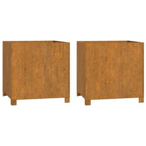 vidaXL Jardinières avec pieds 2 pcs Rouillé 50x50x50 cm Acier corten