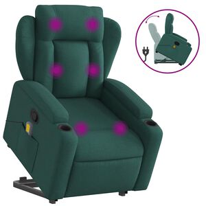 vidaXL Fauteuil inclinable de massage vert foncé tissu