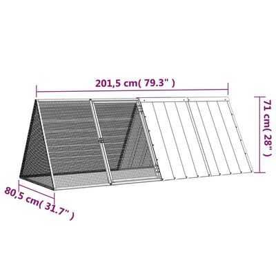 vidaXL Cage pour lapin Gris 201,5x80,5x71 cm Acier galvanisé