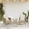 vidaXL Chaises de jardin avec coussins lot de 2 beige r&eacute;sine tress&eacute;e