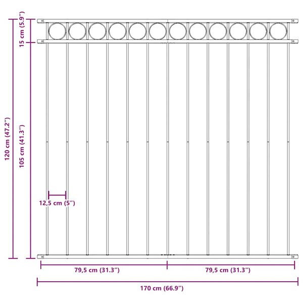 vidaXL Panneau de cl&ocirc;ture Assen en acier noir 1,7&nbsp;x&nbsp;1,2&nbsp;m