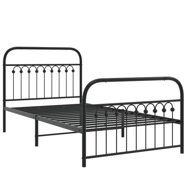vidaXL Cadre de lit métal sans matelas et pied de lit noir 100x200 cm
