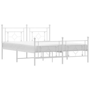 vidaXL Cadre de lit m&eacute;tal sans matelas et pied de lit blanc 150x200 cm