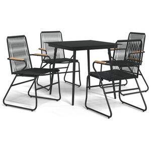 vidaXL Ensemble &agrave; manger de jardin 5 pcs Noir Rotin PVC