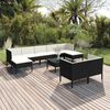 vidaXL Salon de jardin 10 pcs avec coussins R&eacute;sine tress&eacute;e Noir