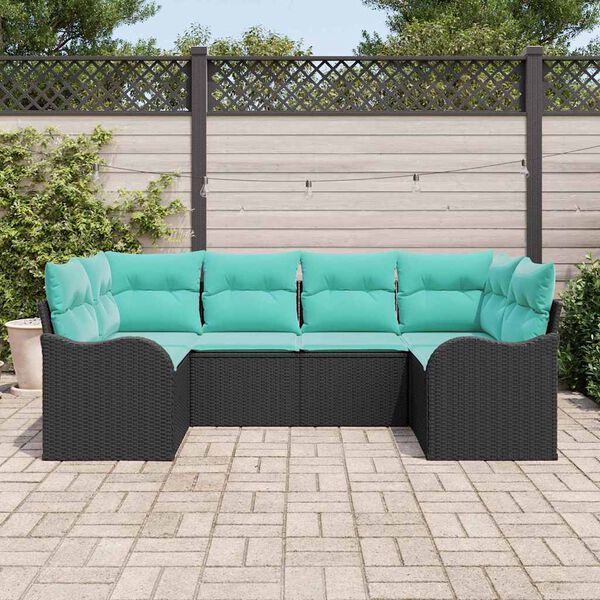 vidaXL Ensemble de Canap&eacute;s avec coussin 6 pcs Noir Poly Rattan