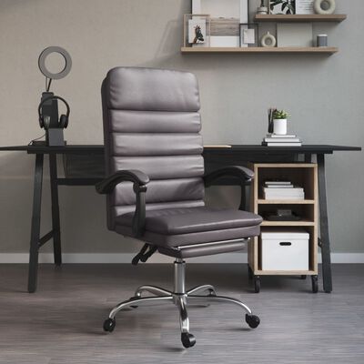 vidaXL Fauteuil de massage inclinable de bureau gris similicuir