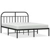 vidaXL Cadre de lit m&eacute;tal sans matelas avec t&ecirc;te de lit noir 135x190cm