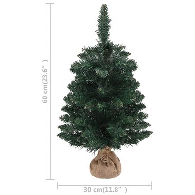 vidaXL Sapin de Noël artificiel pré-éclairé et supports vert 60 cm PVC