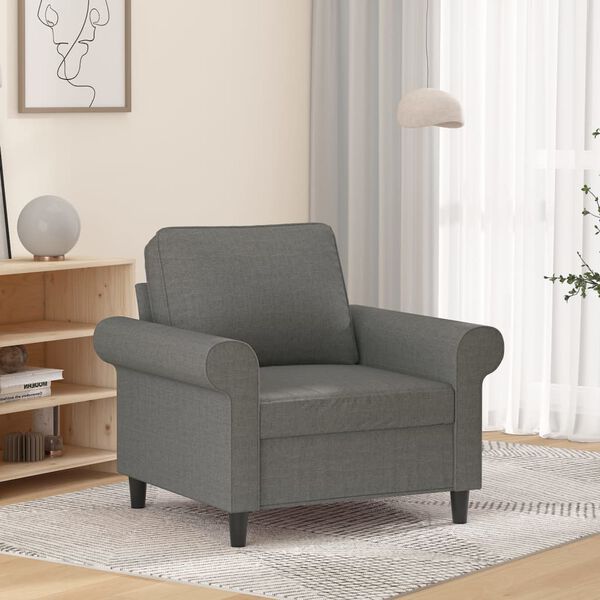 vidaXL Fauteuil Gris foncé 60 cm Tissu