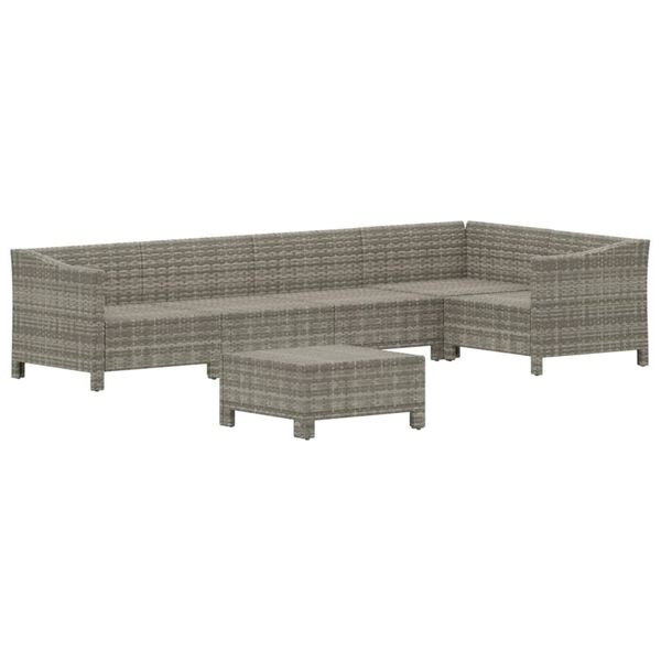 vidaXL Salon de jardin 6 pcs avec coussins Gris R&eacute;sine tress&eacute;e