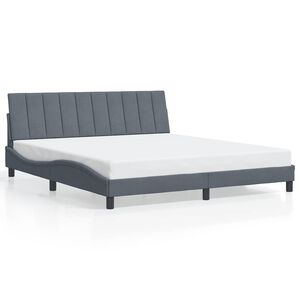 vidaXL Cadre de lit sans matelas Hanko gris fonc&eacute; 183x213 cm velours