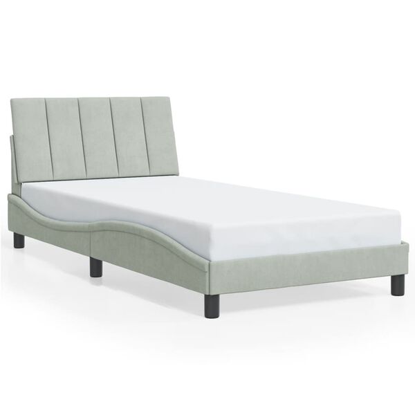 vidaXL Cadre de lit sans matelas Hanko gris clair 100x203 cm velours