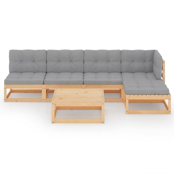 vidaXL Salon de jardin 6 pcs avec coussins Bois de pin massif