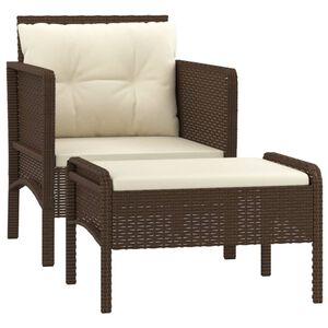 vidaXL Salon de jardin 2 pcs avec coussins Marron R&eacute;sine tress&eacute;e
