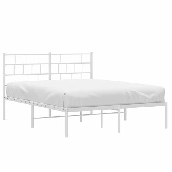 vidaXL Cadre de lit métal sans matelas et tête de lit blanc 135x190 cm