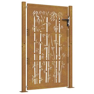 vidaXL Portail de jardin 100x125 cm en acier Corten et design bambou