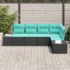 vidaXL Ensemble de canap&eacute; de jardin avec coussin 5 pcs Noir polyrotin