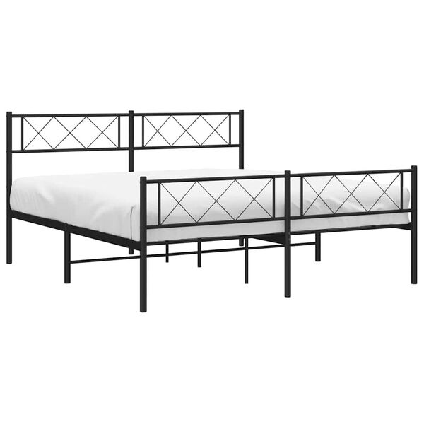 vidaXL Cadre de lit métal sans matelas avec pied de lit noir 135x190cm