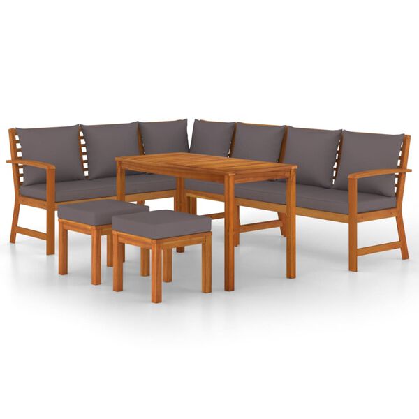 vidaXL Ensemble à manger de jardin coussins 7 pcs Bois acacia