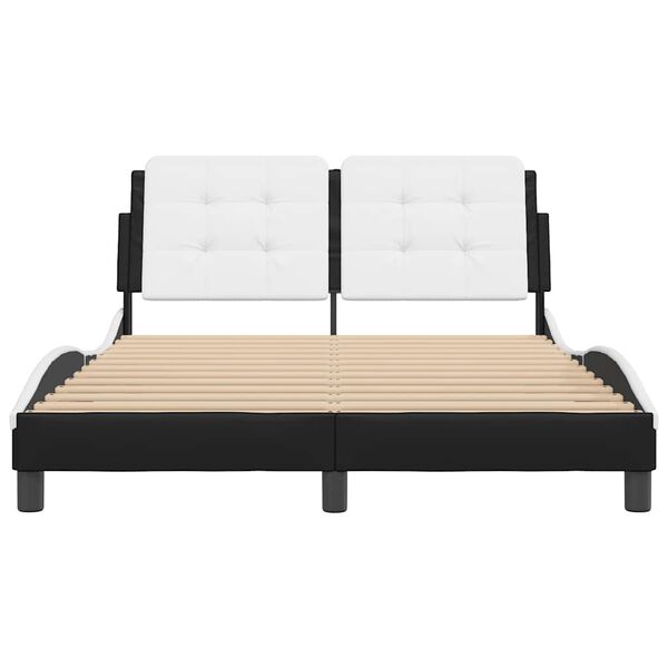 vidaXL Cadre de lit sans matelas Zadar noir et blanc 137x190 cm similicuir