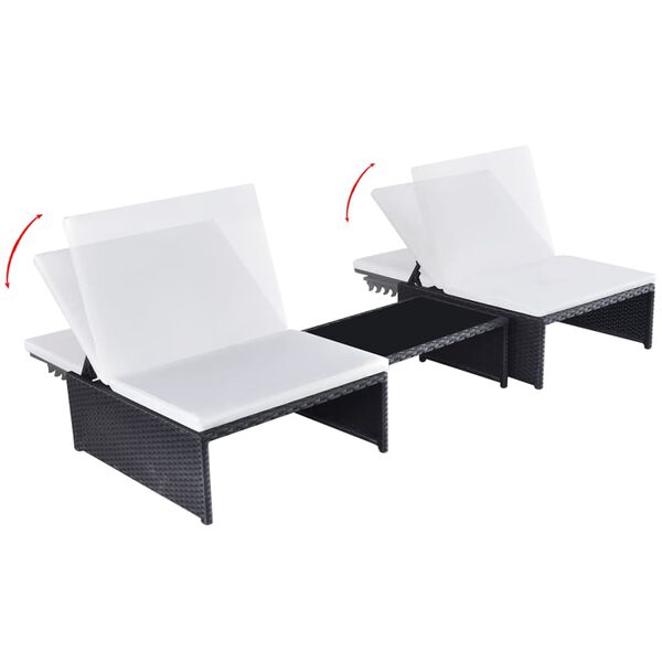 vidaXL Chaises inclinables de jardin lot de 2 et table résine tressée