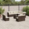 vidaXL Salon de jardin avec coussins 12 pcs marron r&eacute;sine tress&eacute;e