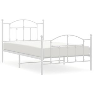 vidaXL Cadre de lit métal sans matelas et pied de lit blanc 100x190 cm