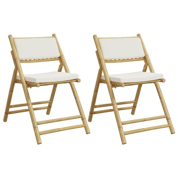 vidaXL Chaises de bistro pliantes lot de 2 et coussins blanc cr&egrave;me