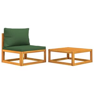 vidaXL Salon de jardin avec coussins 2 pcs bois massif acacia