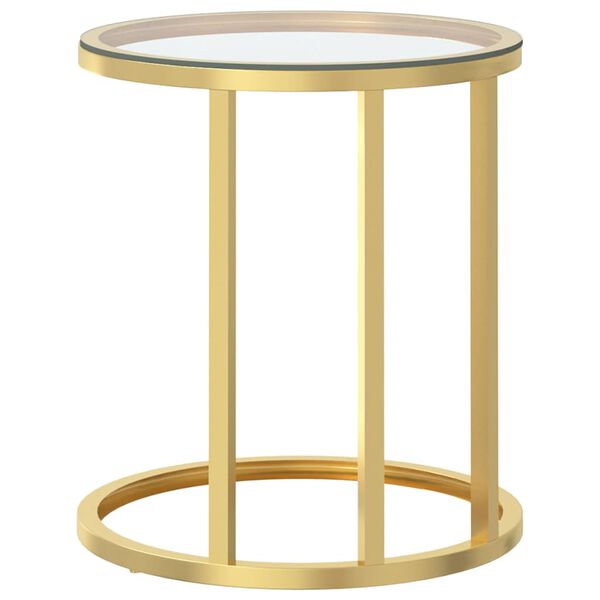 vidaXL Table d'appoint Doré et transparent 45 cm Verre trempé