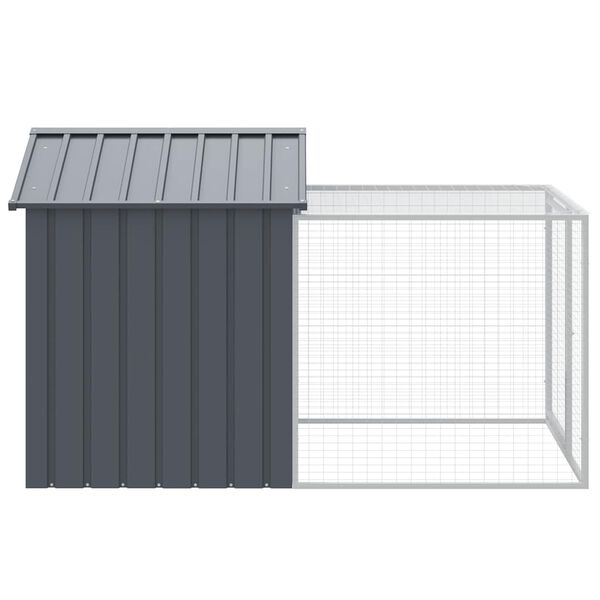 vidaXL Cage &agrave; poulets avec enclos Anthracite 117 x 201 x 123 cm Acier galvanis&eacute;